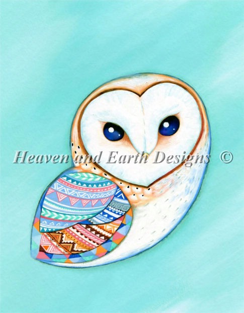 Tribal Pattern Barn Owl - Click Image to Close